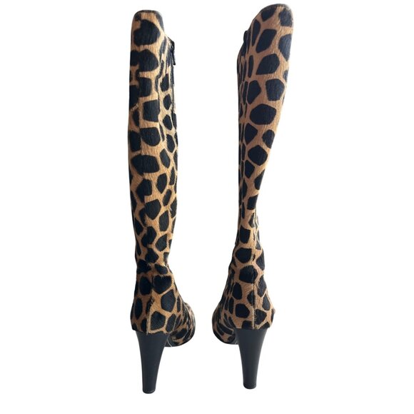 Via Spiga Boots Calf Hair Leopard Print Knee-High 3.75” Heel Side Zipper Size 7 - Picture 4 of 11